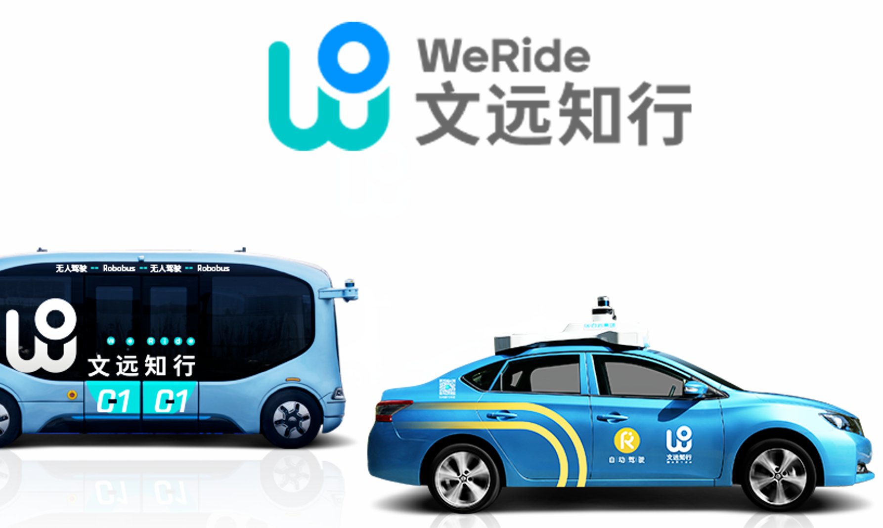 WeRide product line-up: the Robobus and a Robotaxi sedan
