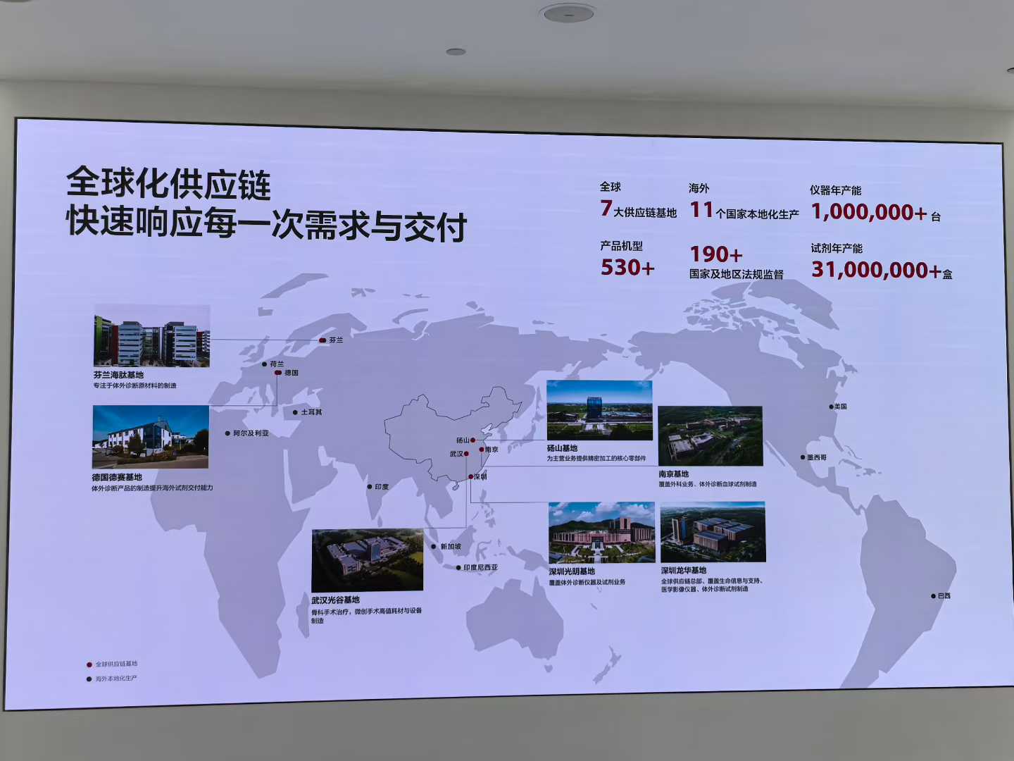 Mindray's global supply chain display in the Shenzhen exhibition hall