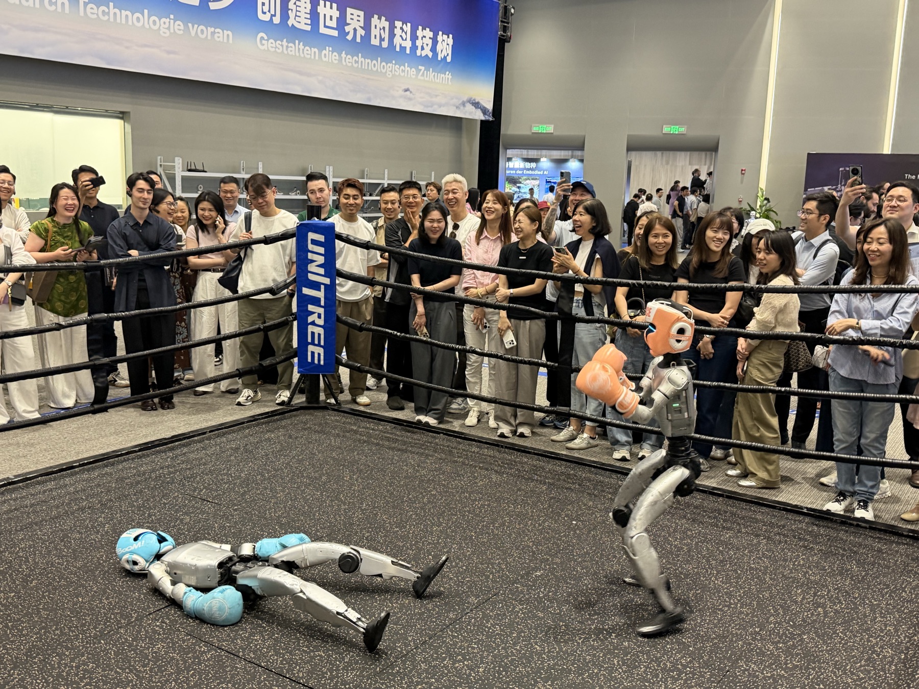 Unitree robot boxing demonstration for visiting delegates