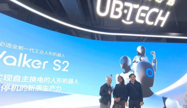 UBTECH Walker S2 industrial humanoid on display during a company visit