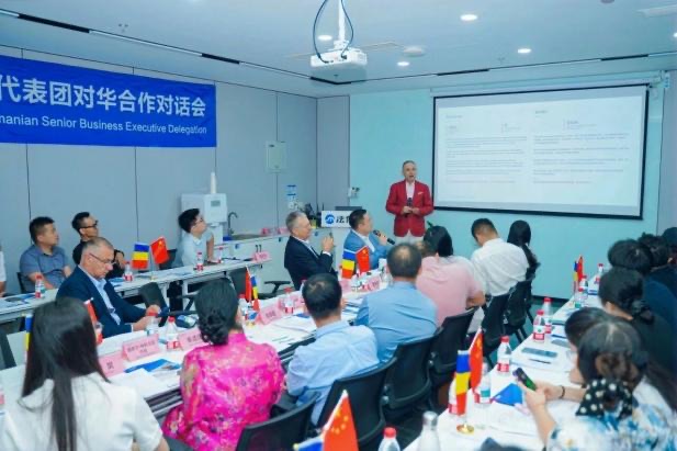 Romanian executives at a closed-door pitch session in the Yangtze Delta